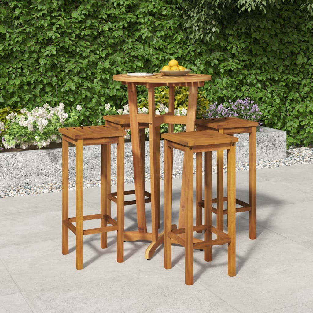 vidaXL 5 Piece Garden Bar Set Solid Wood Acacia