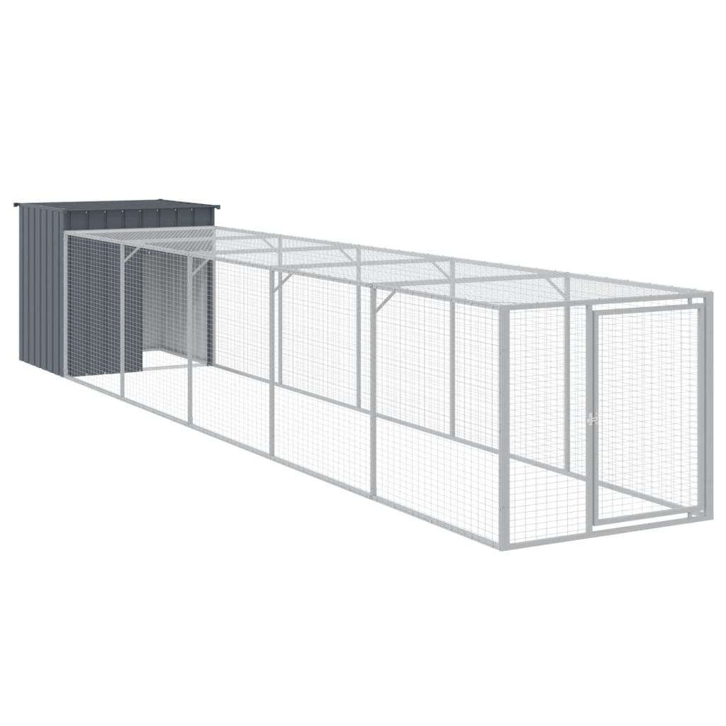 vidaXL Chicken Cage with Run Anthracite 110x609x110 cm Galvanised Steel