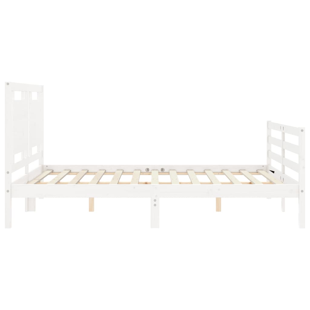 vidaXL Bed Frame without Mattress White King Size Solid Wood