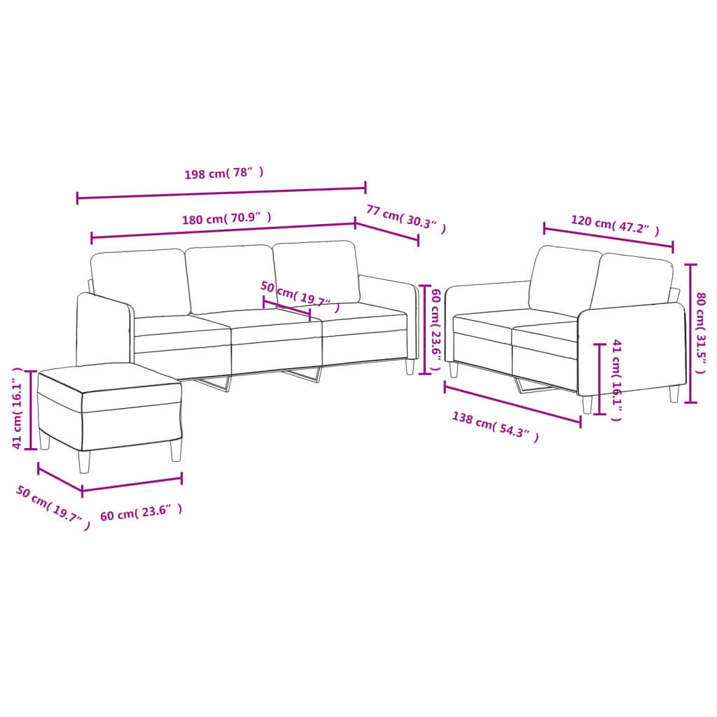 vidaXL 3 Piece Sofa Set Black Velvet