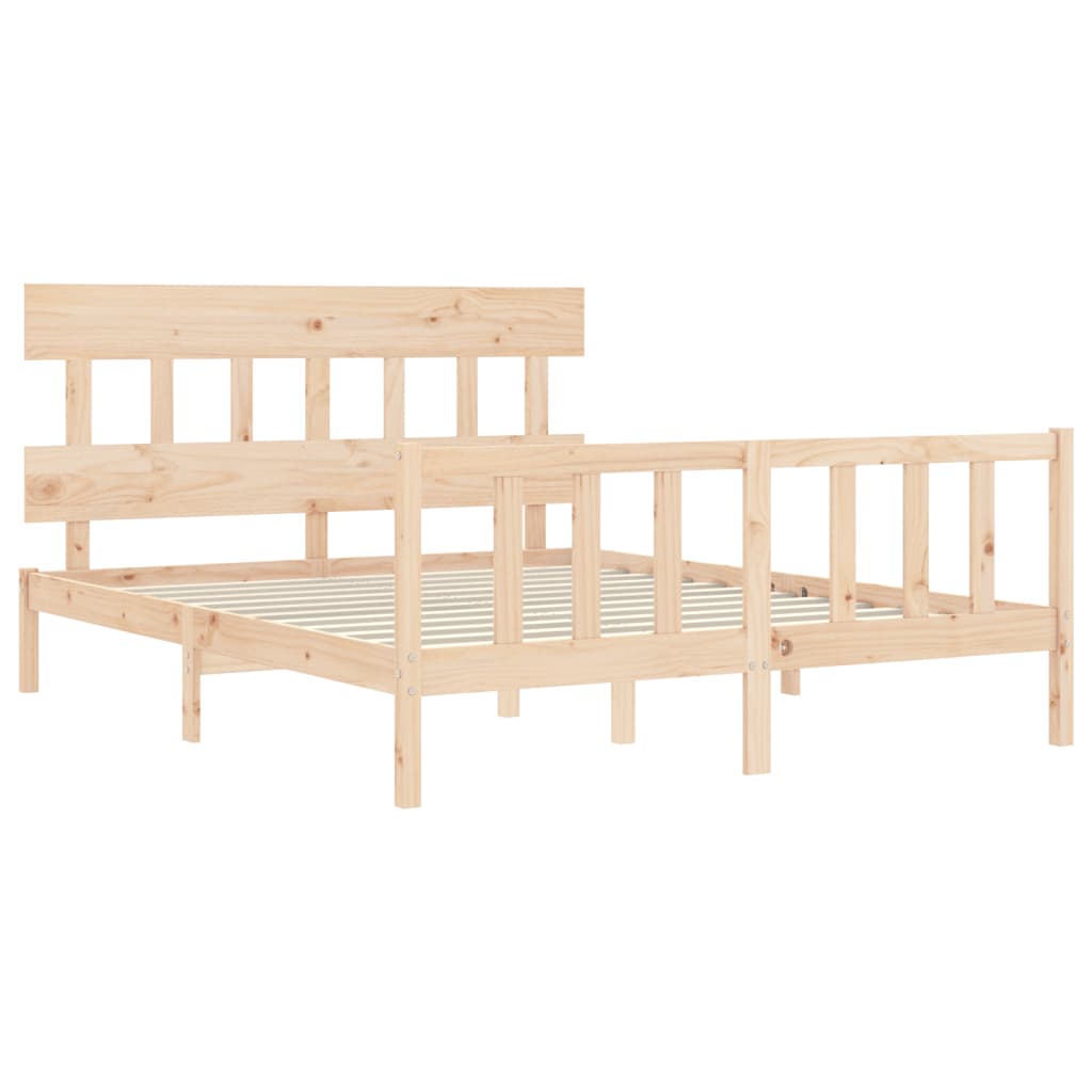 vidaXL Bed Frame without Mattress King Size Solid Wood Pine