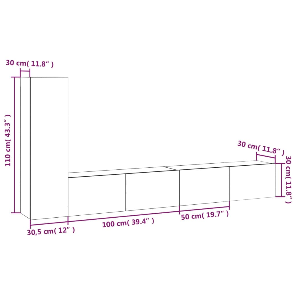 vidaXL 3 Piece TV Cabinet Set White Engineered Wood