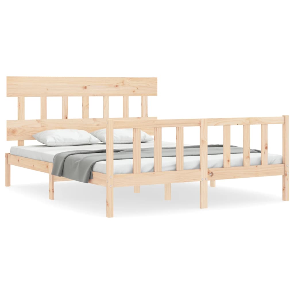 vidaXL Bed Frame without Mattress King Size Solid Wood Pine