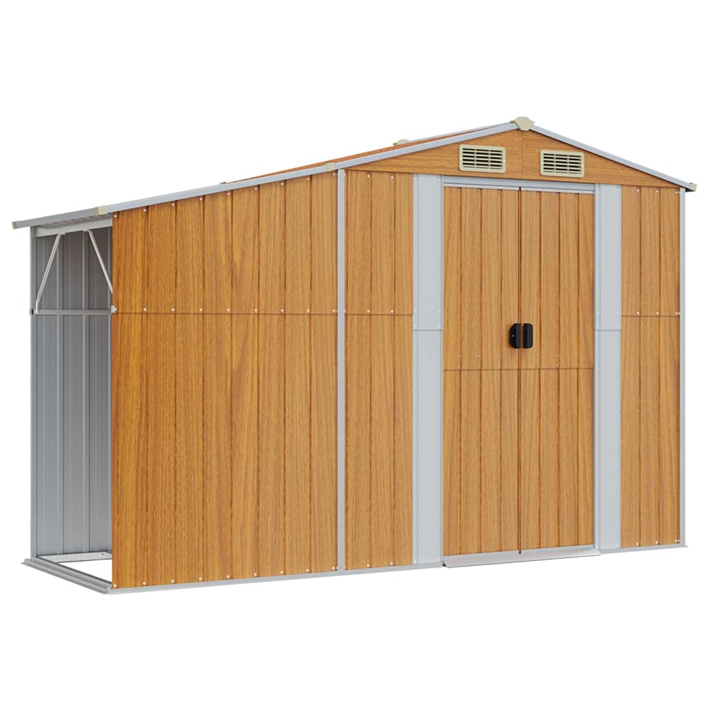 vidaXL Garden Shed Brown 277x93x179 cm Galvanised Steel