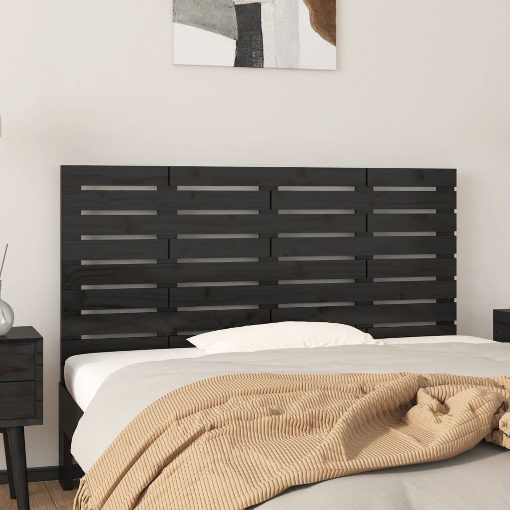 vidaXL Wall Headboard Black 141x3x63 cm Solid Wood Pine