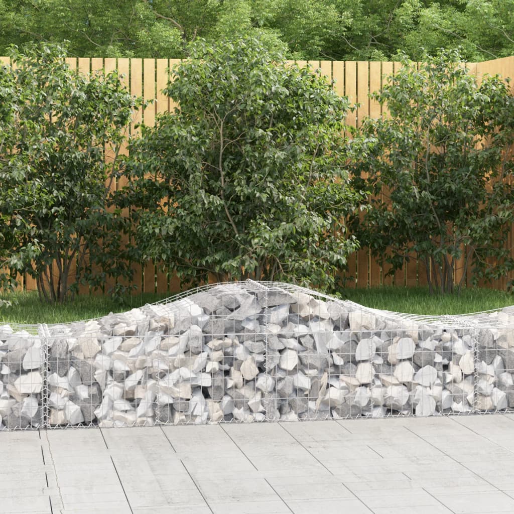 vidaXL Arched Gabion Baskets 3 pcs 200x50x40/60 cm Galvanised Iron