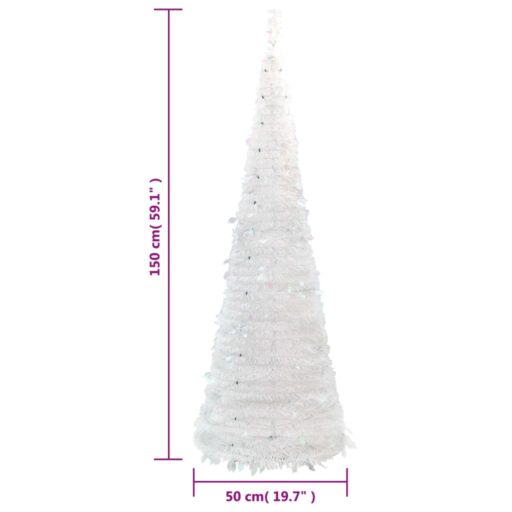 vidaXL Artificial Christmas Tree Pop-up 100 LEDs White 150 cm