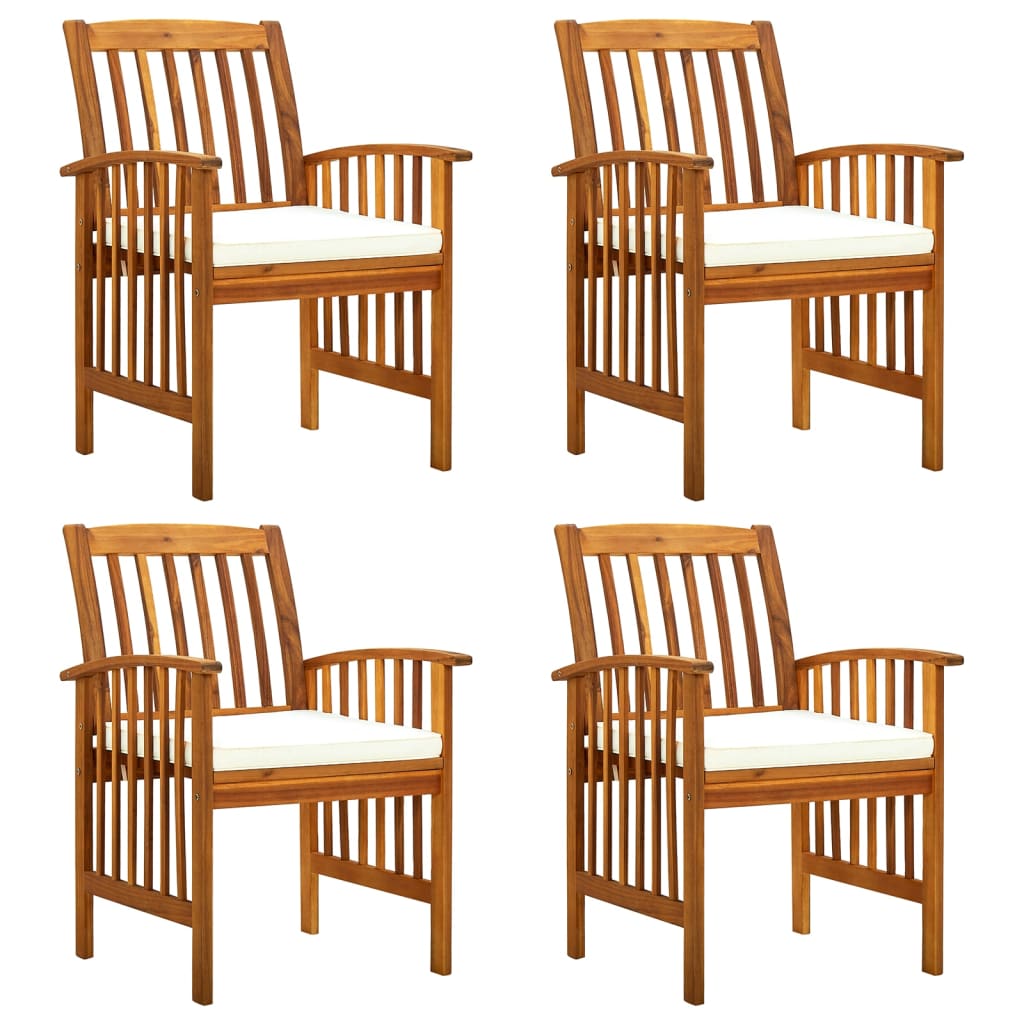 vidaXL Garden Dining Chairs 4 pcs with Cushions Solid Wood Acacia