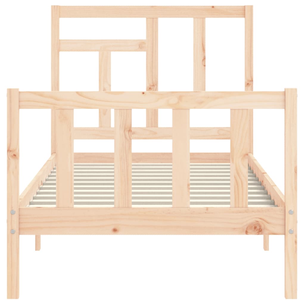 vidaXL Bed Frame with Headboard Single Solid Wood