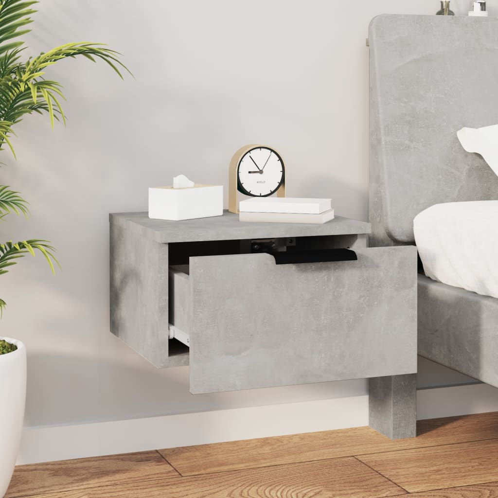 vidaXL Wall-mounted Bedside Cabinets 2 pcs Concrete Grey 34x30x20 cm