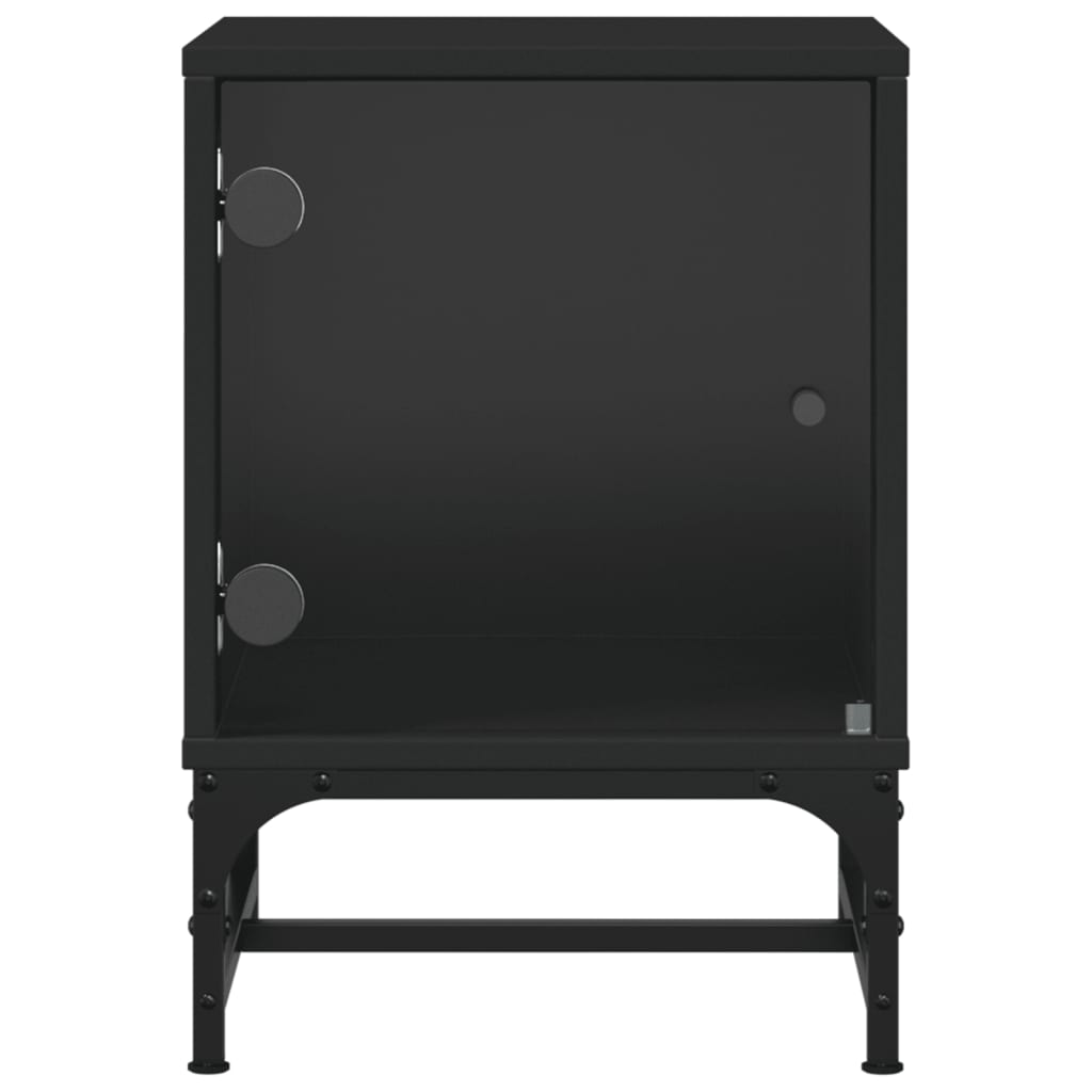 vidaXL Bedside Cabinets with Glass Doors 2 pcs Black 35x37x50 cm