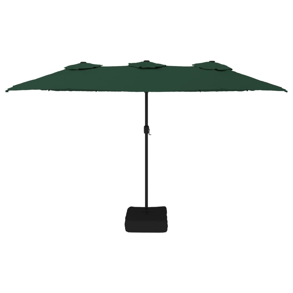 vidaXL Double-Head Garden Parasol with LEDs Green 449x245 cm