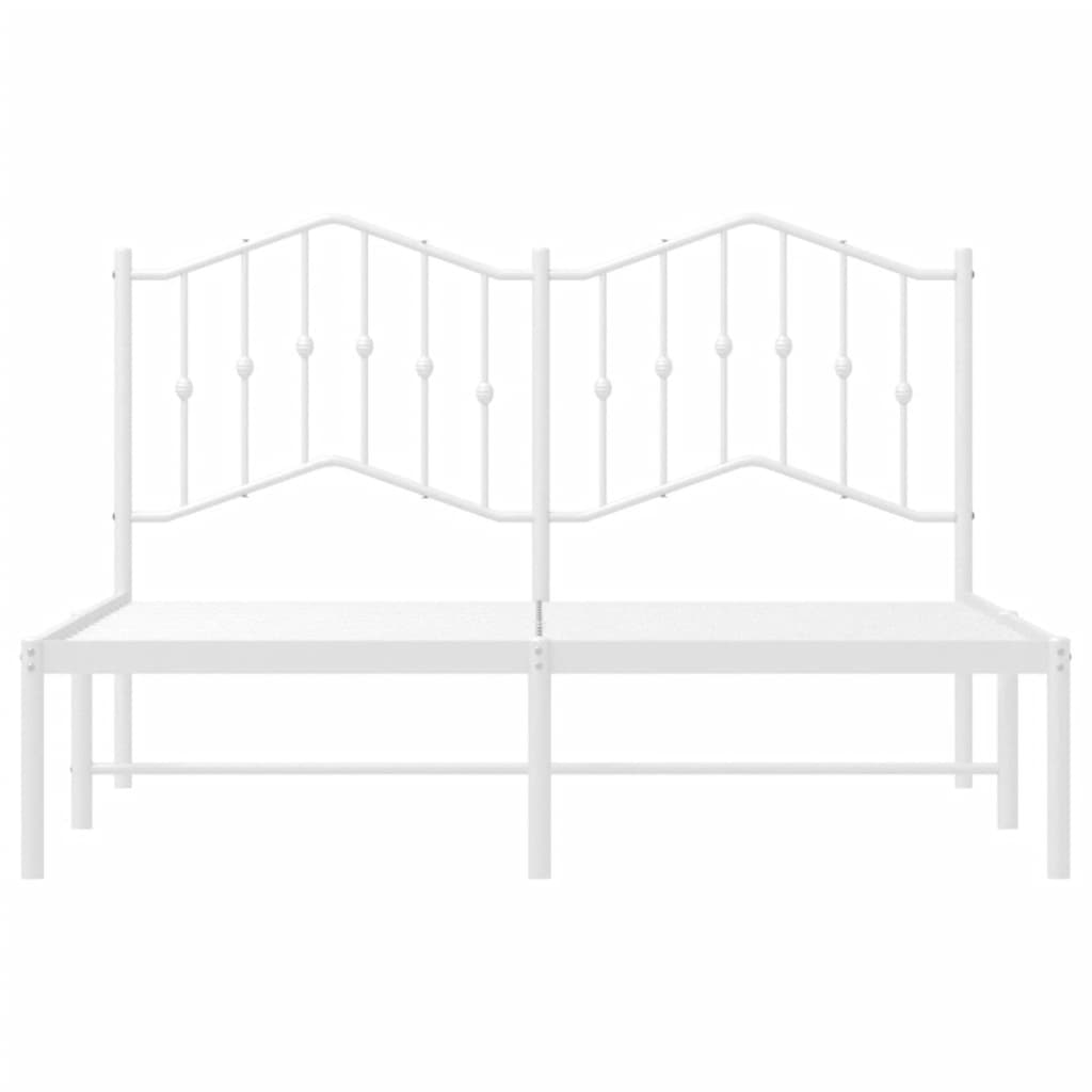 vidaXL Metal Bed Frame without Mattress with Headboard White 150x200 cm King Size