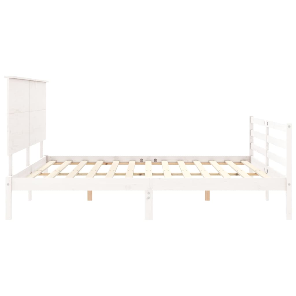 vidaXL Bed Frame without Mattress White Super King Size Solid Wood