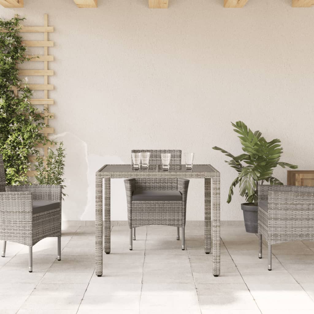 vidaXL Garden Table Grey 90x90x75 cm Poly Rattan