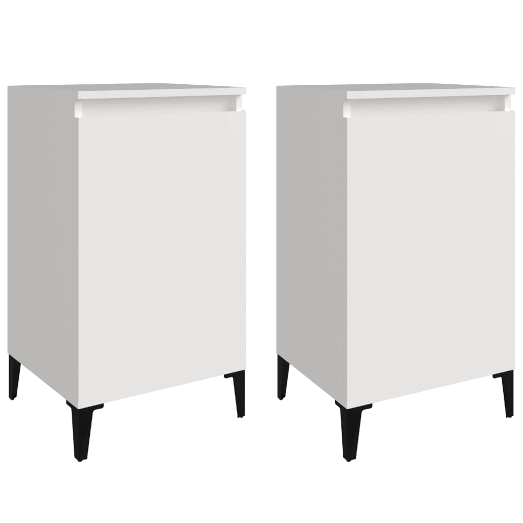 vidaXL Bedside Cabinets 2 pcs High Gloss White 40x35x70cm Engineered Wood