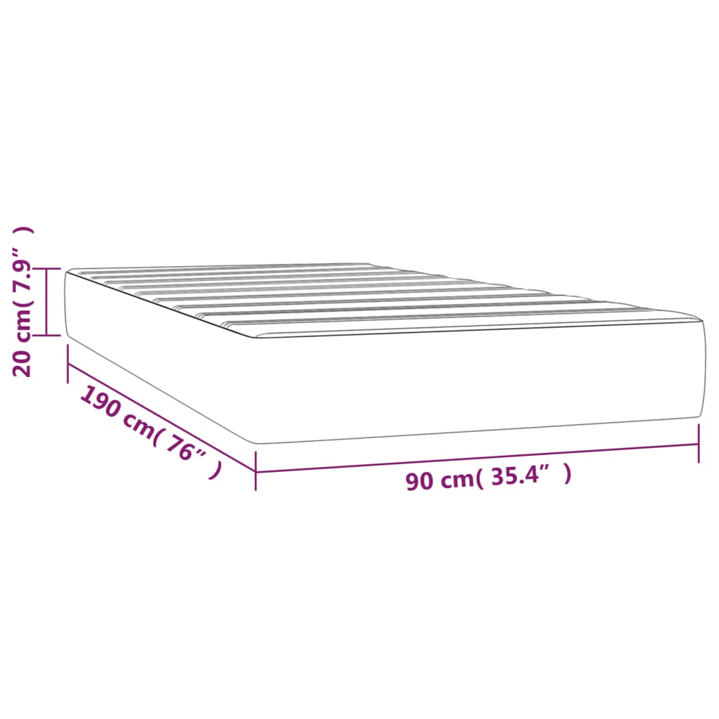 vidaXL Pocket Spring Bed Mattress Black 90x190x20 cm Velvet