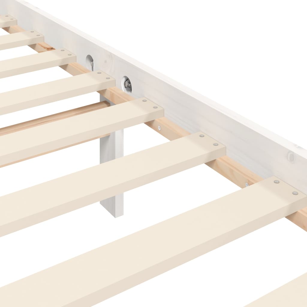 vidaXL Bed Frame without Mattress White Solid Wood Pine