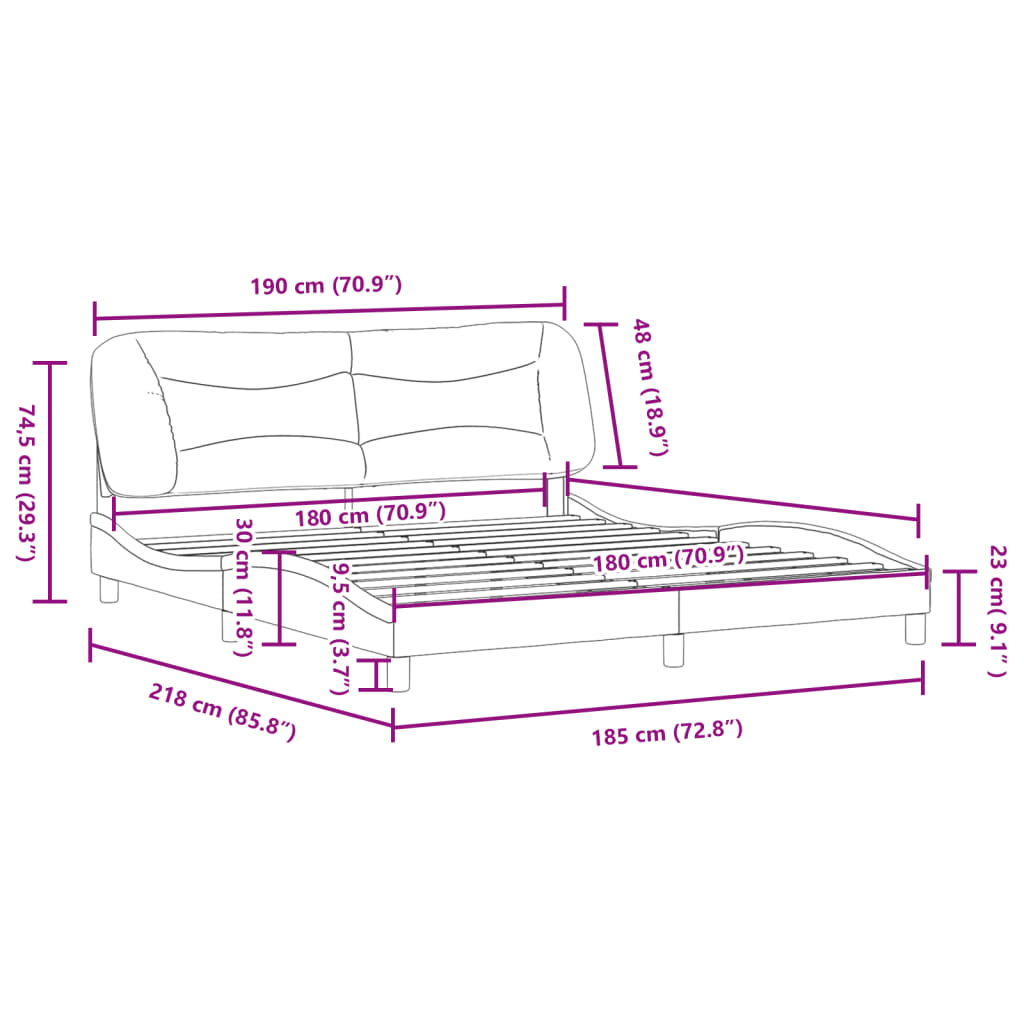 vidaXL Bed Frame with LED without Mattress Black 180x200 cm Super King