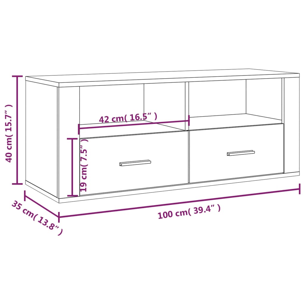 vidaXL TV Cabinet White 100x35x40 cm Engineered Wood