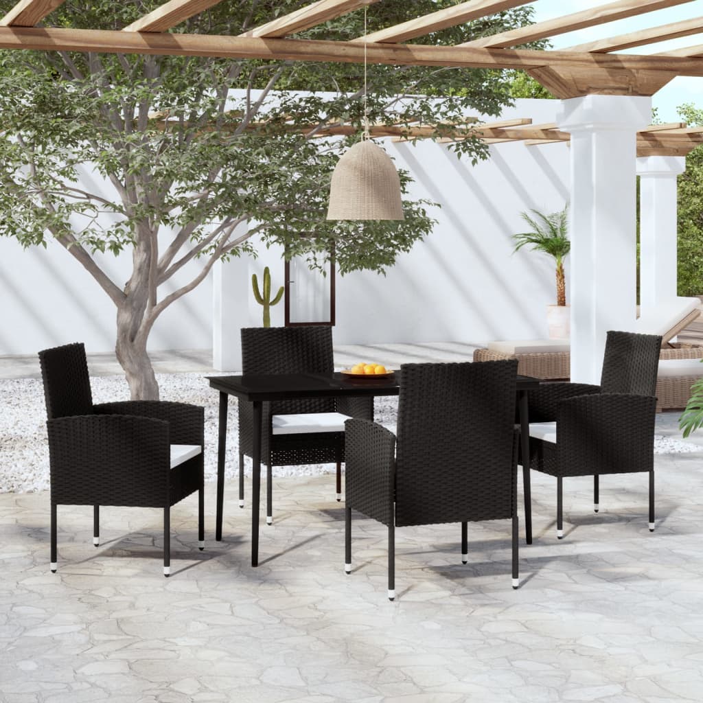 vidaXL 5 Piece Garden Dining Set Black