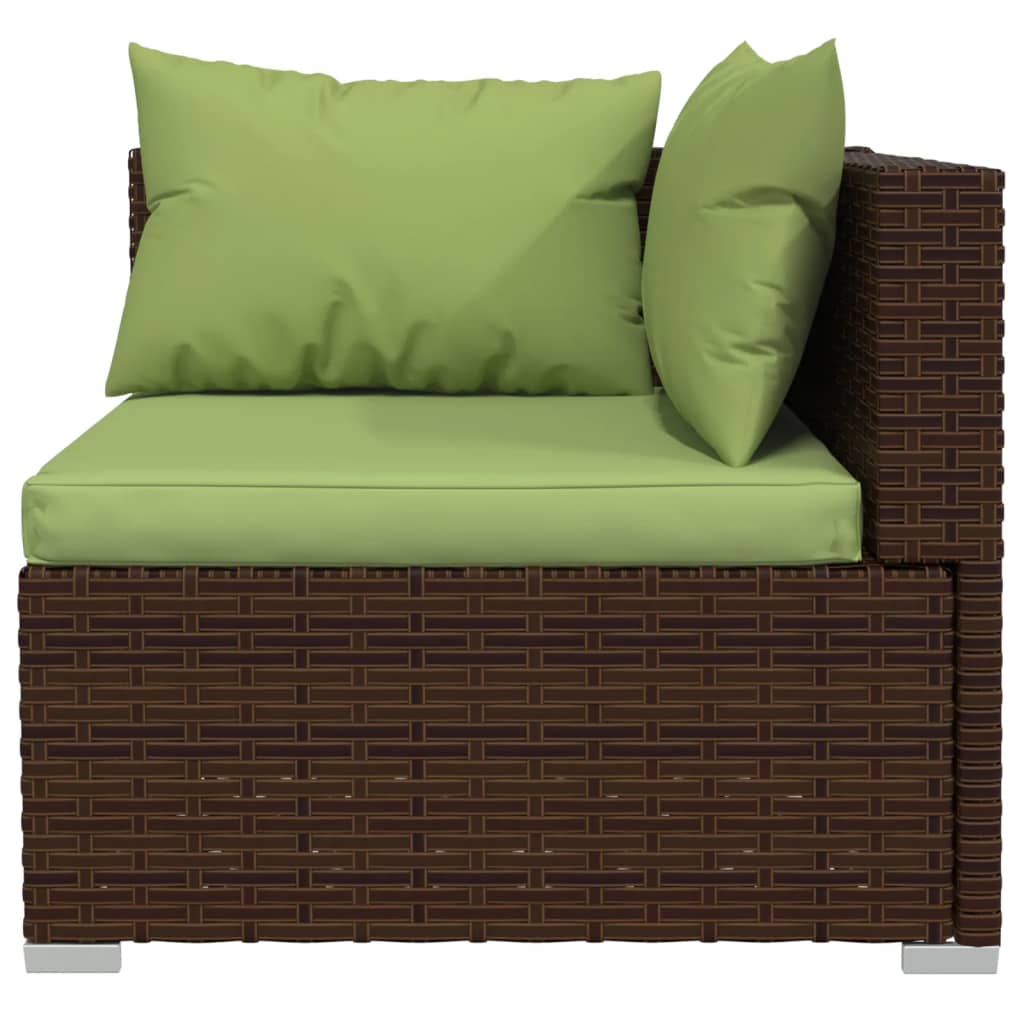 vidaXL 5 Piece Garden Lounge Set with Cushions Poly Rattan Brown