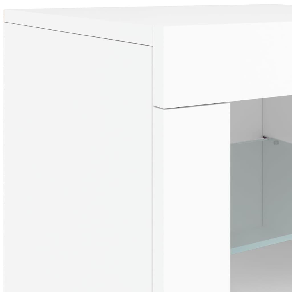 vidaXL Sideboard with LED Lights White 202x37x67 cm