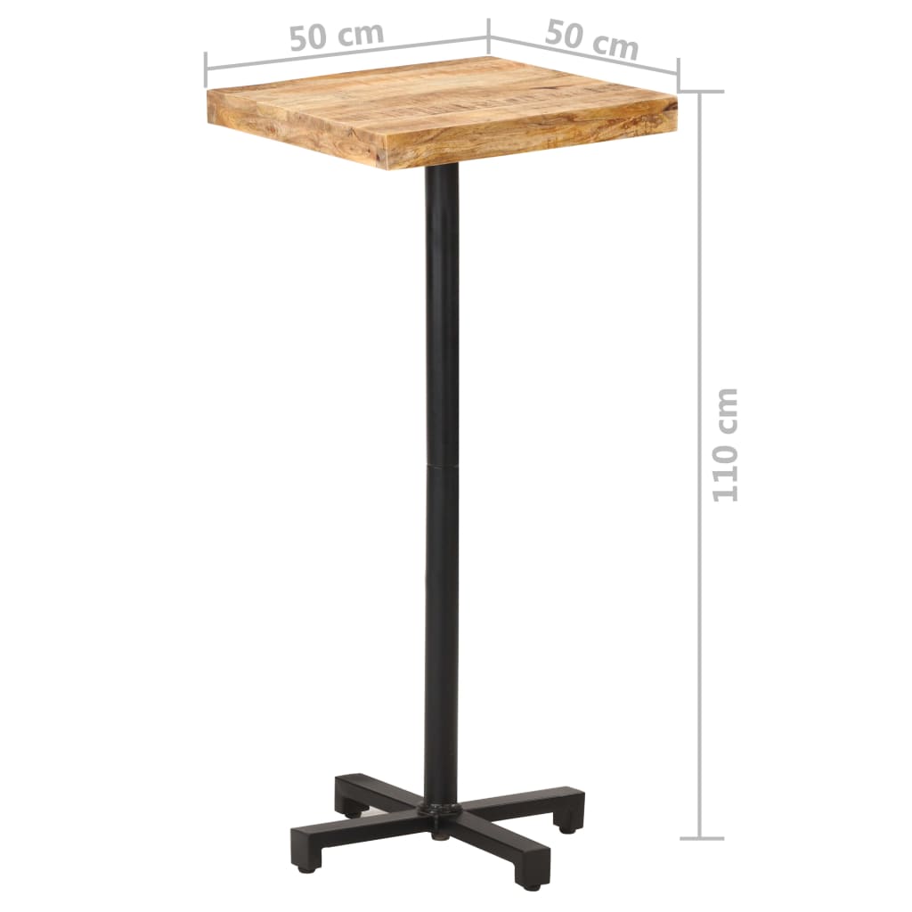 vidaXL Bar Table Square 50x50x110 cm Rough Mango Wood