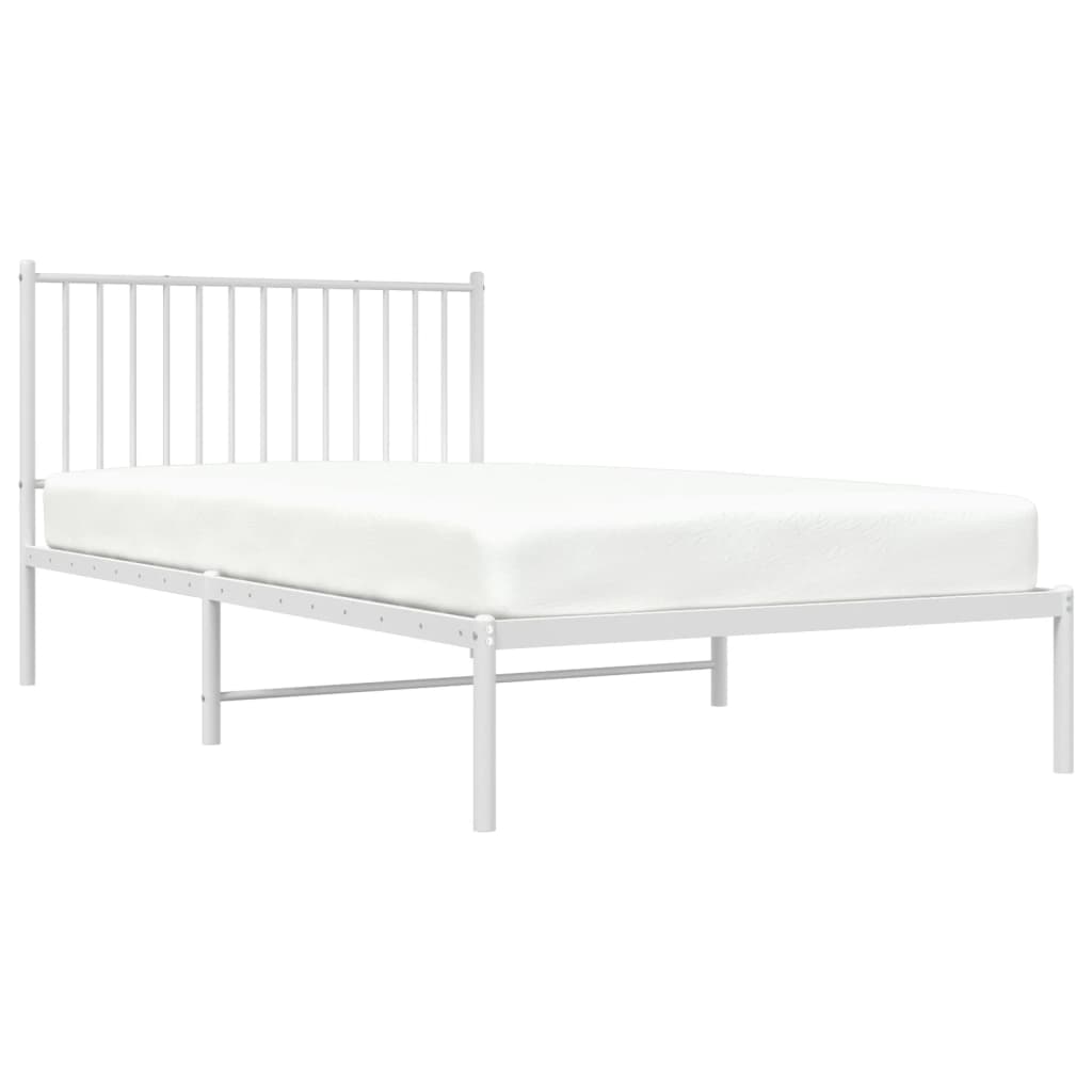 vidaXL Metal Bed Frame without Mattress with Headboard White 107x203 cm