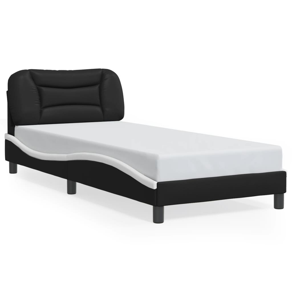 vidaXL Bed Frame with LED without Mattress Black and White 90x190 cm