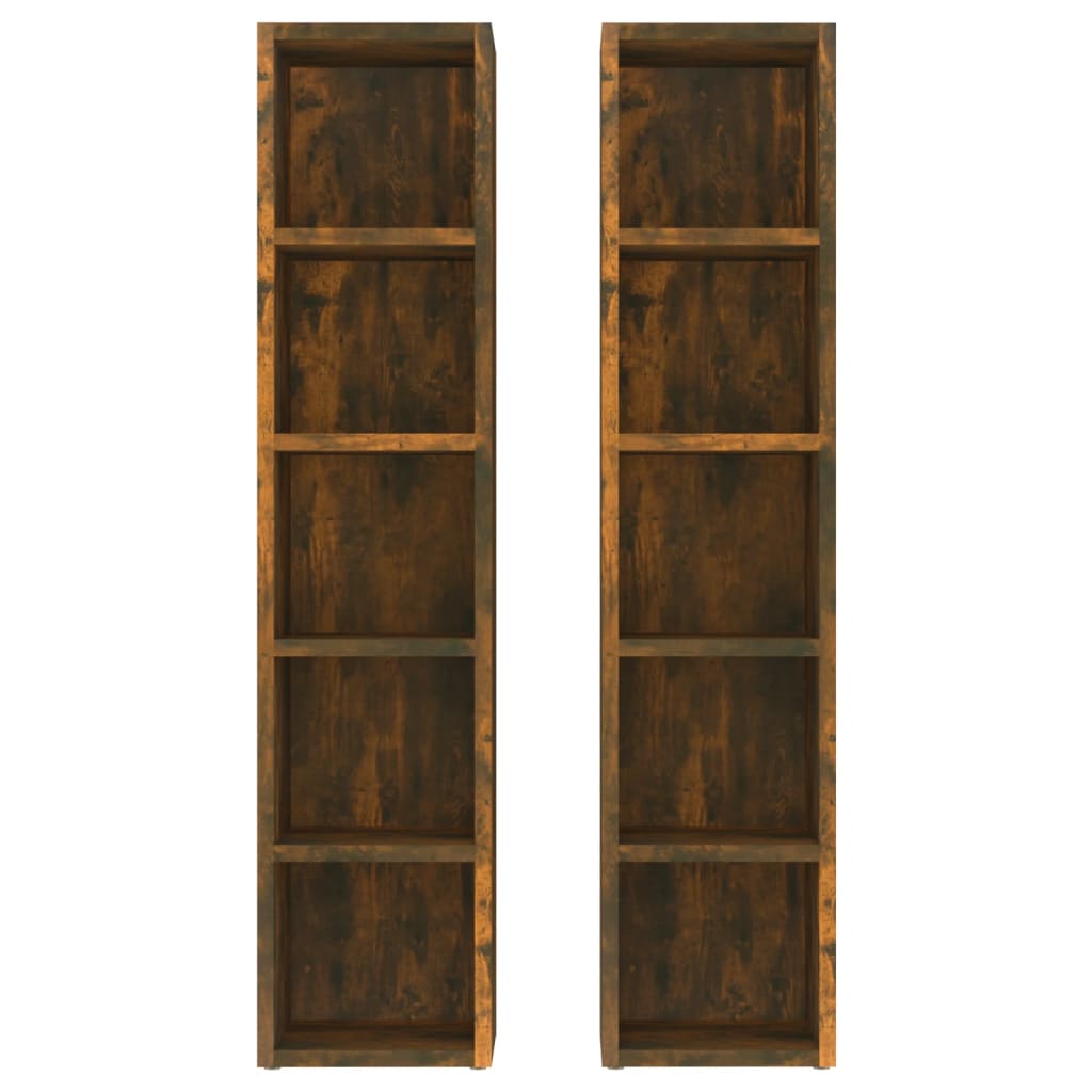 vidaXL CD Cabinets 2 pcs Smoked Oak 21x16x93.5 cm Engineered Wood