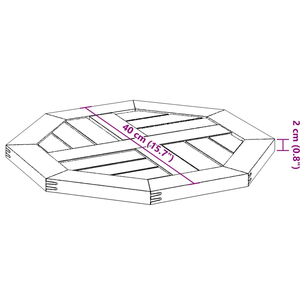 vidaXL Table Top 40x40x2 cm Octagonal Solid Wood Acacia