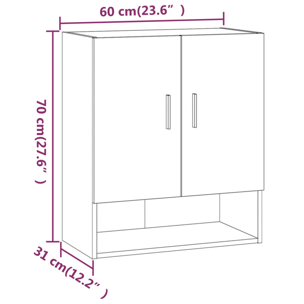 vidaXL Wall Cabinet Smoked Oak 60x31x70 cm Engineered Wood