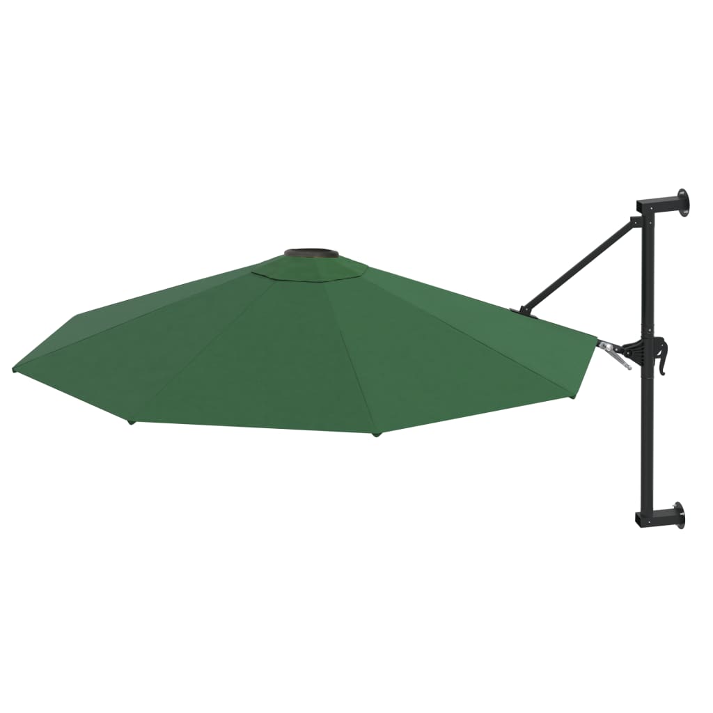 vidaXL Wall-Mounted Garden Parasol with Metal Pole 300 cm Green