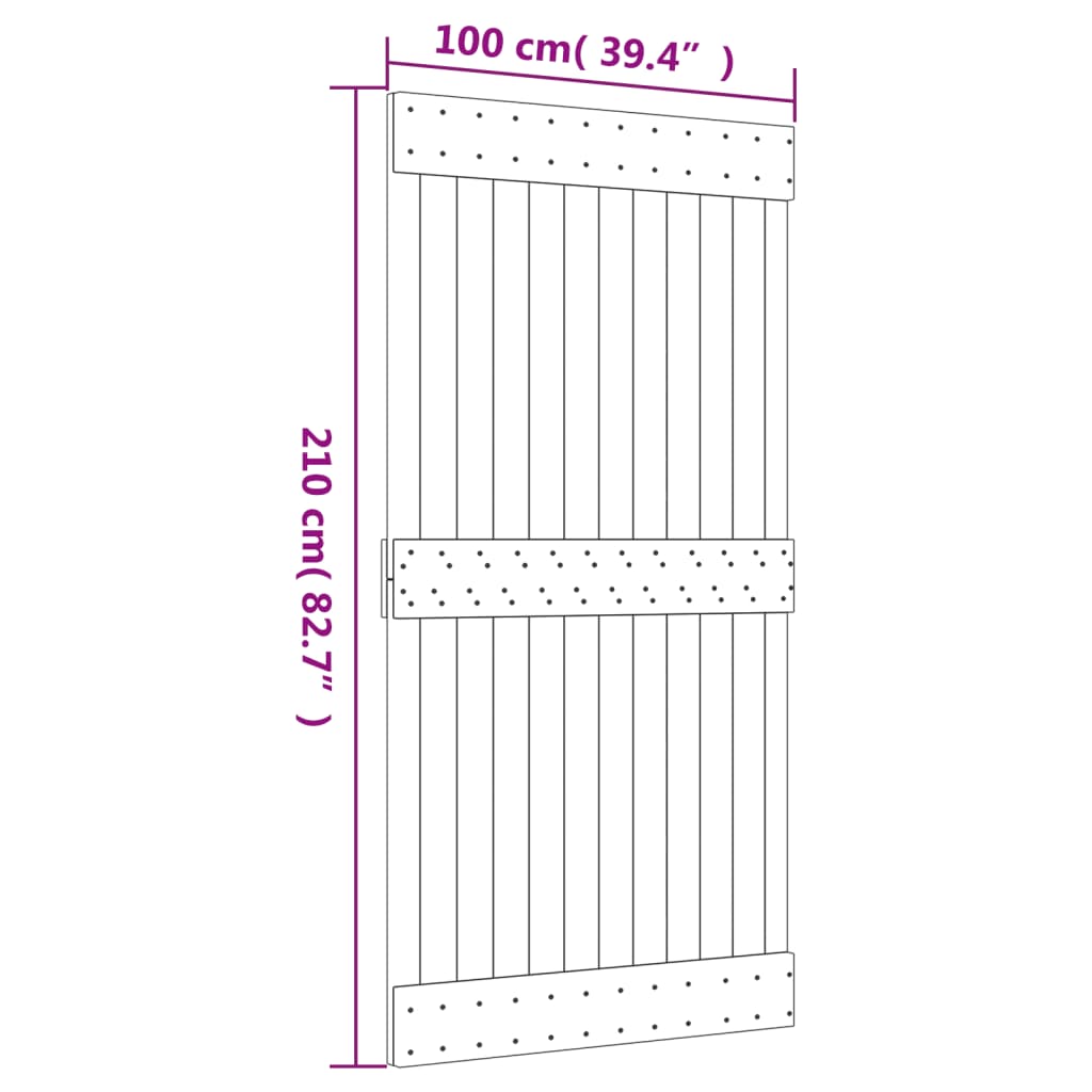 vidaXL Sliding Door with Hardware Set 100x210 cm Solid Wood Pine