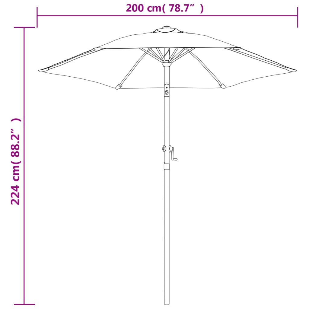 vidaXL Garden Parasol Taupe 200x224 cm Aluminium