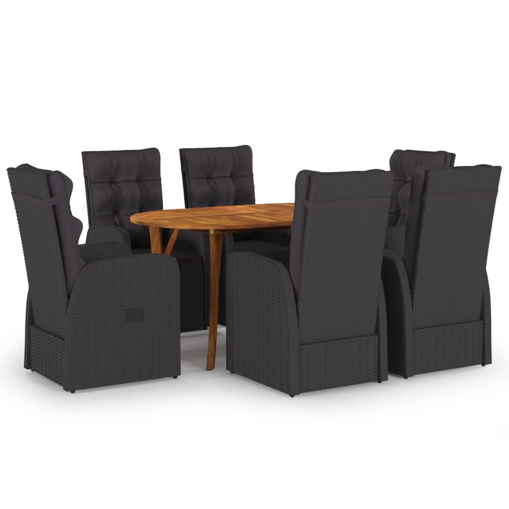 vidaXL 7 Piece Garden Dining Set Black