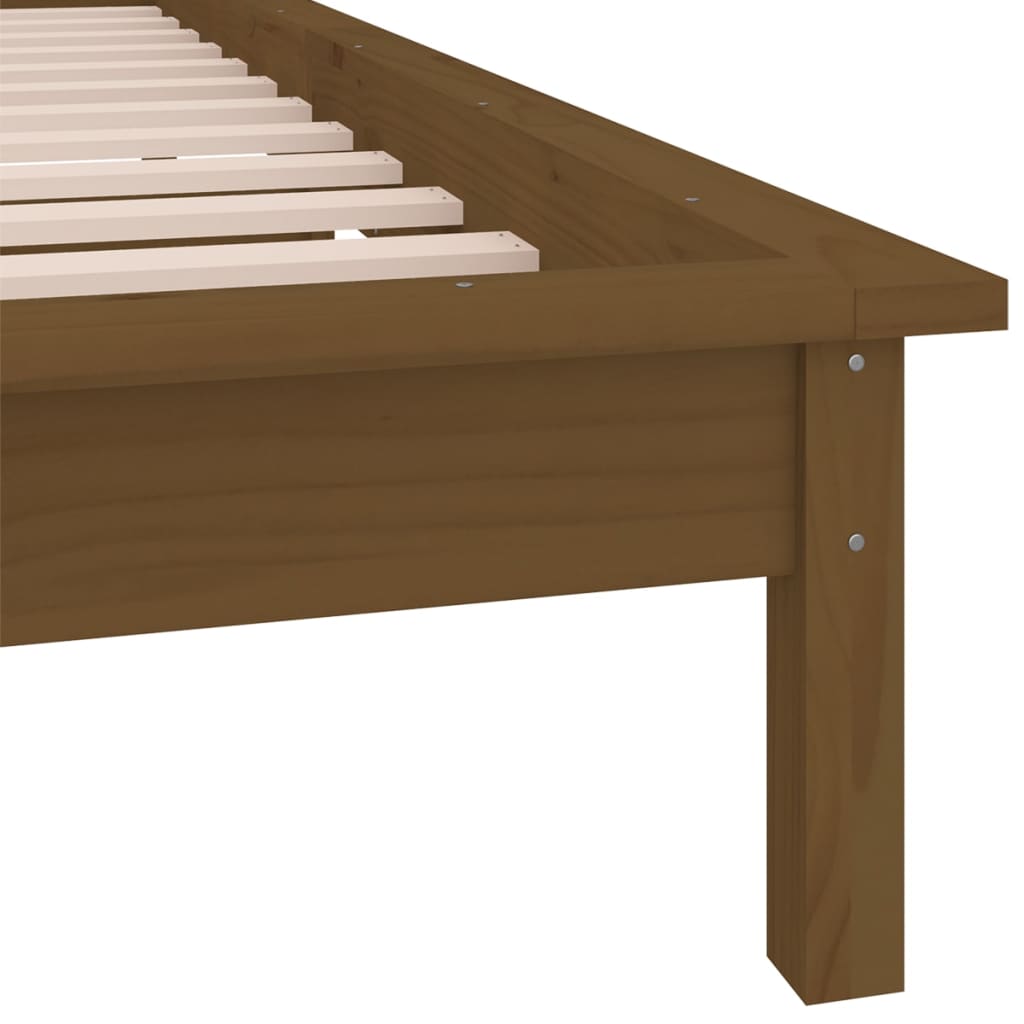 vidaXL LED Bed Frame without Mattress Honey Brown 90x190 cm Single Solid Wood