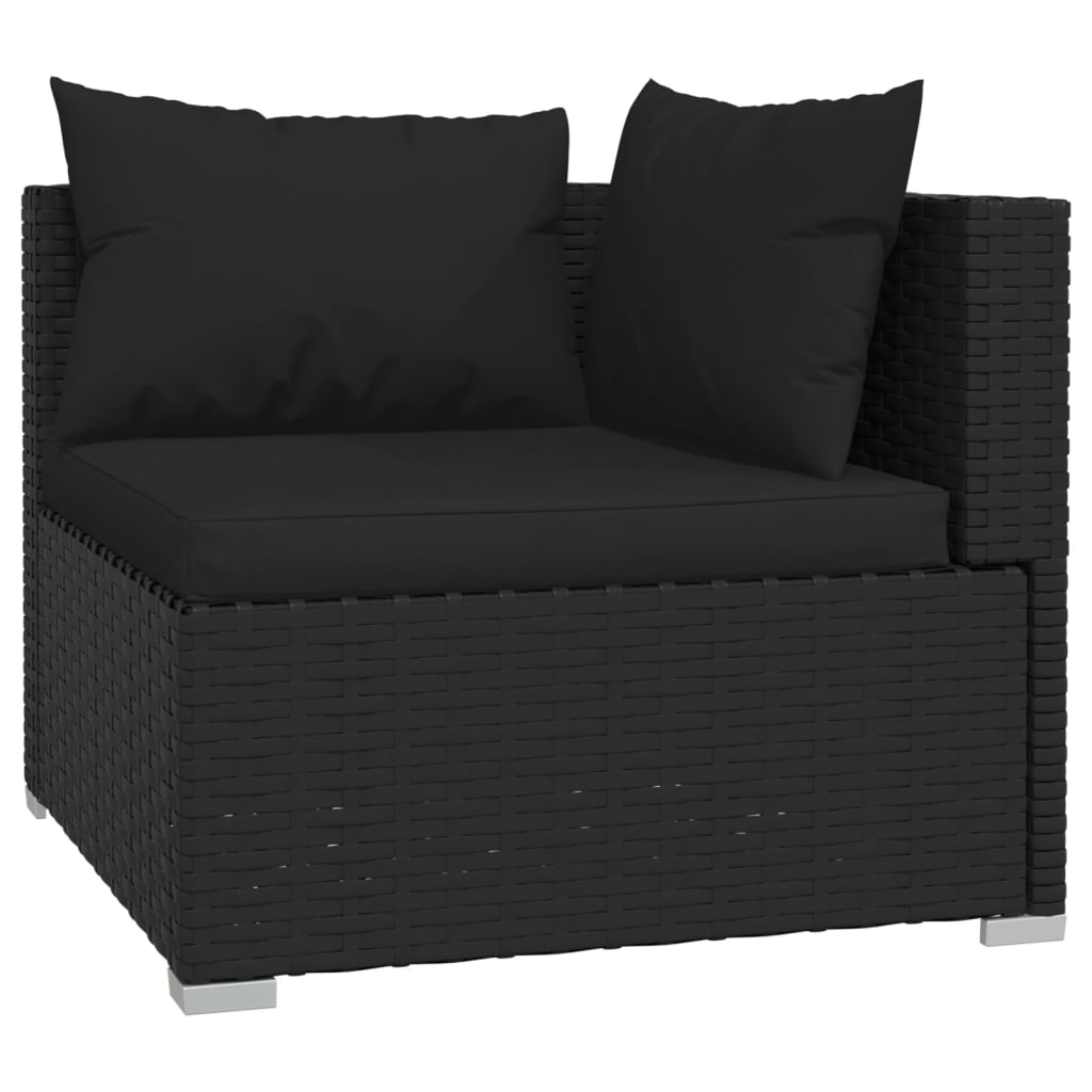 vidaXL 11 Piece Garden Lounge Set with Cushions Black Poly Rattan