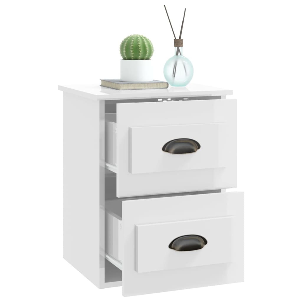 vidaXL Wall-mounted Bedside Cabinets 2 pcs High Gloss White 41.5x36x53cm