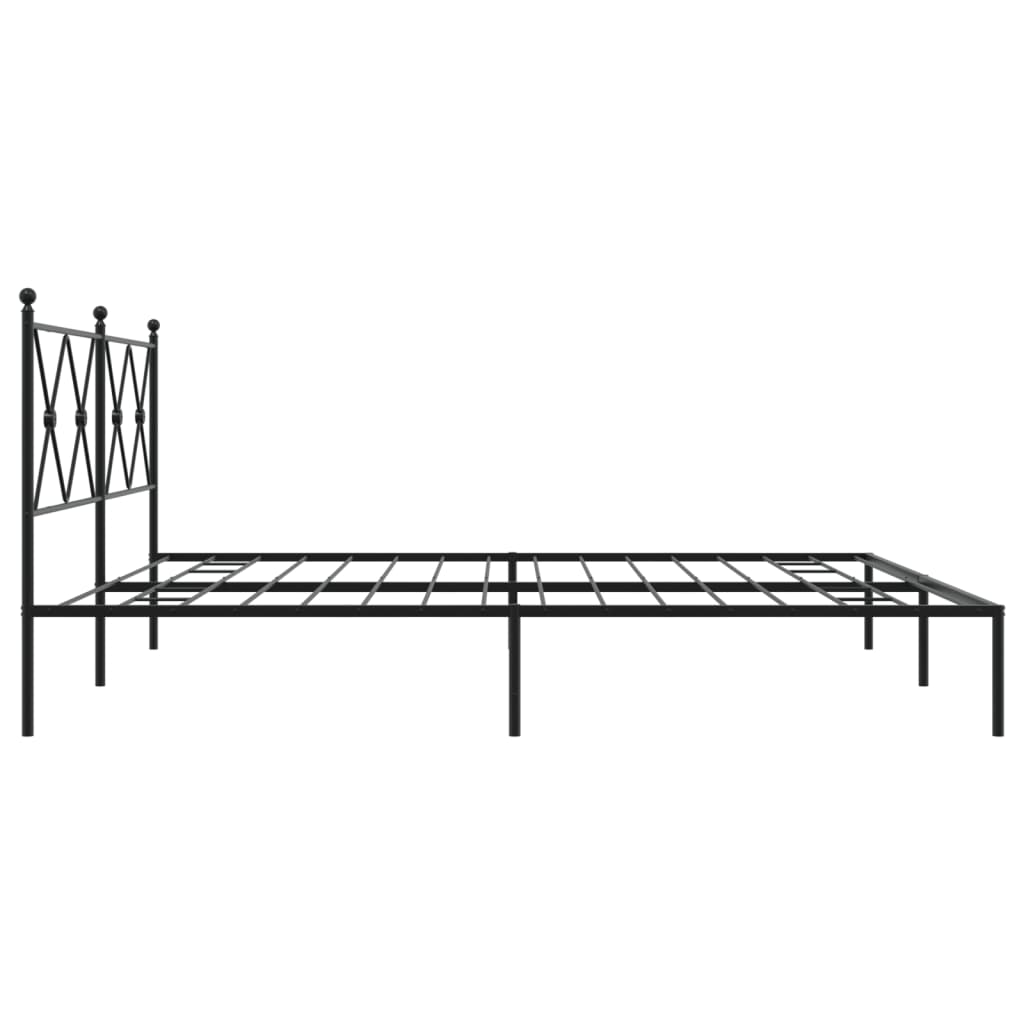 vidaXL Metal Bed Frame without Mattress with Headboard Black 180x200cm