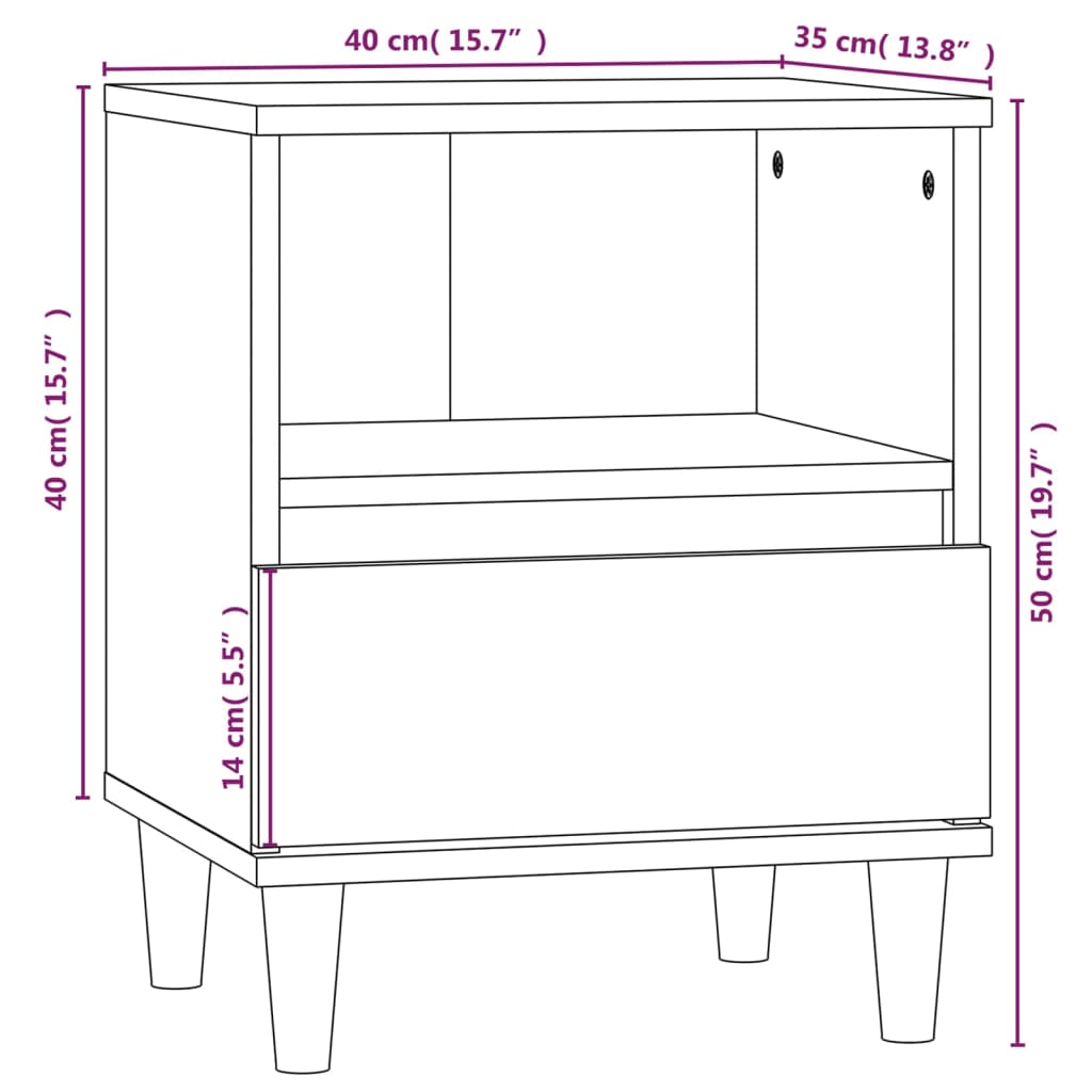 vidaXL Bedside Cabinet Grey Sonoma 40x35x50 cm