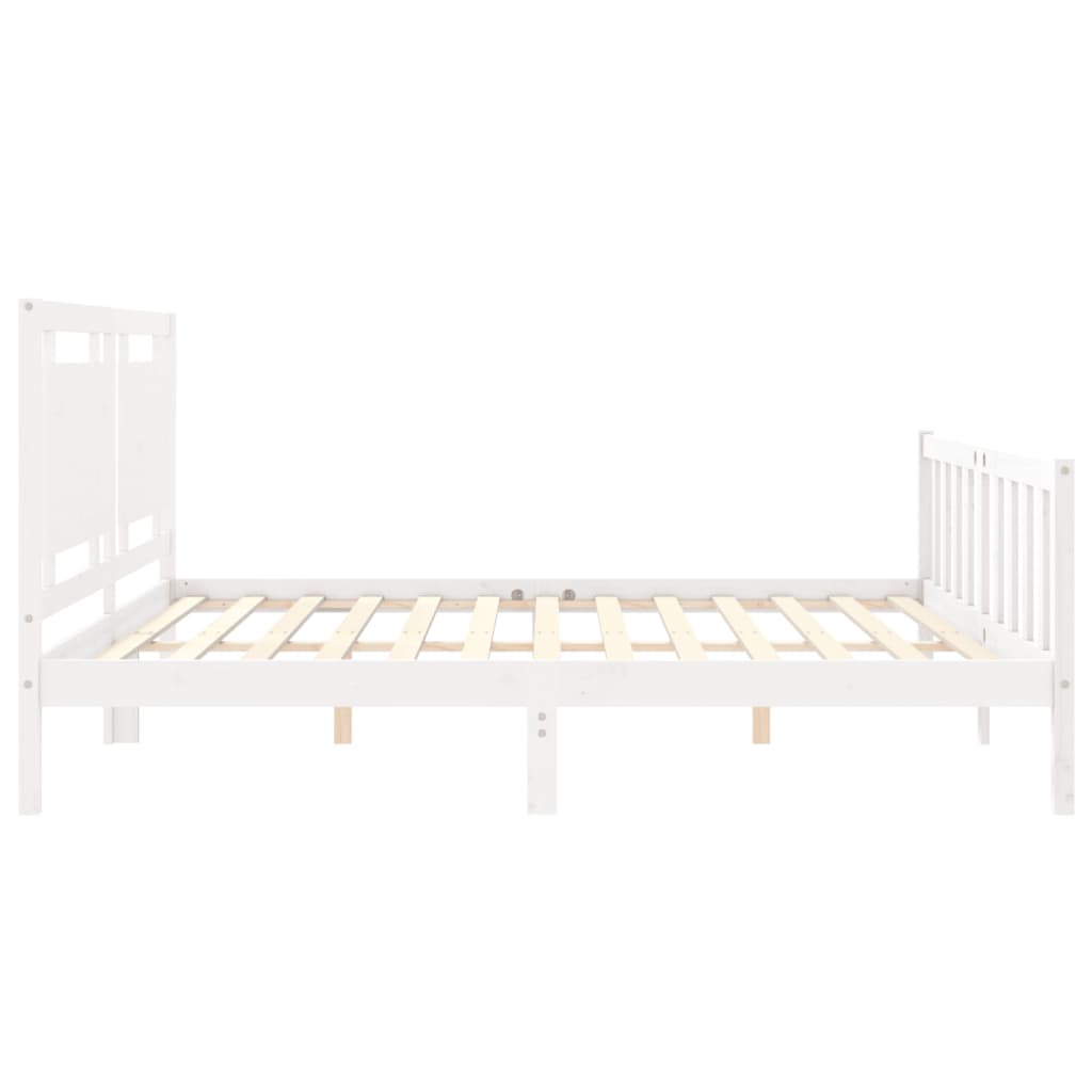 vidaXL Bed Frame without Mattress White Solid Wood Pine