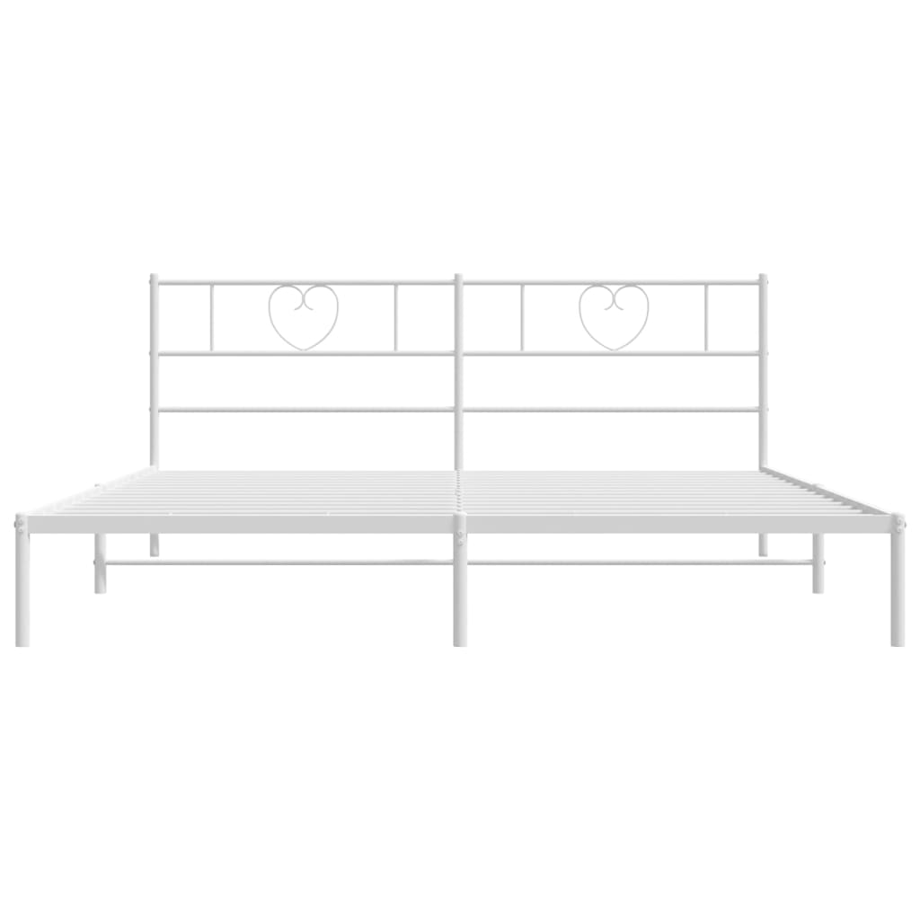 vidaXL Metal Bed Frame without Mattress with Headboard White 180x200cm