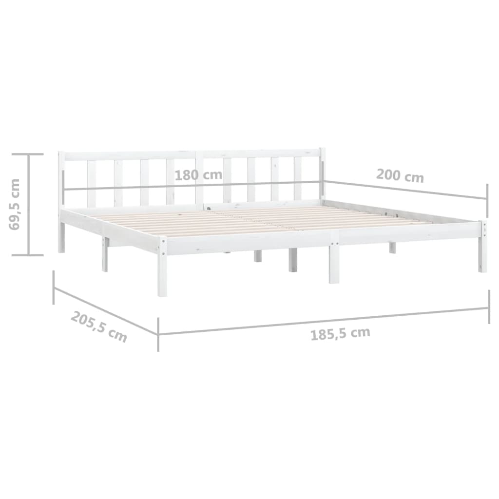 vidaXL Bed Frame without Mattress White Solid Wood Super King Size