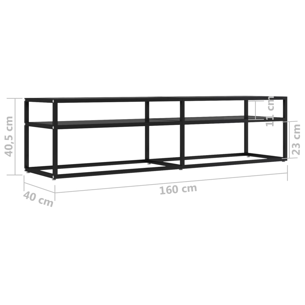 vidaXL TV Cabinet Black 160x40x40.5 cm Tempered Glass