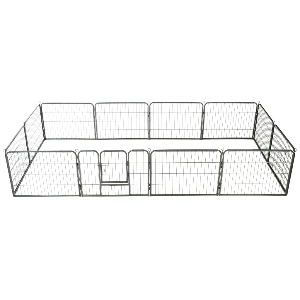 vidaXL Dog Playpen 12 Panels Steel 80x60 cm Black