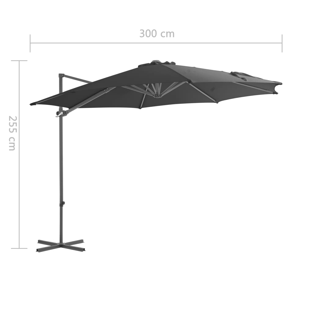 vidaXL Cantilever Garden Parasol with Steel Pole Anthracite 300 cm