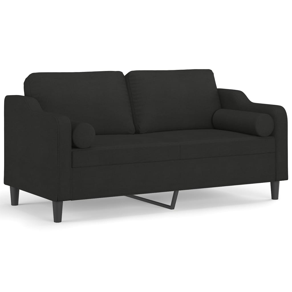 vidaXL 2-Seater Sofa with Pillows&Cushions Black 140 cm Fabric |  vidaXL.com.au