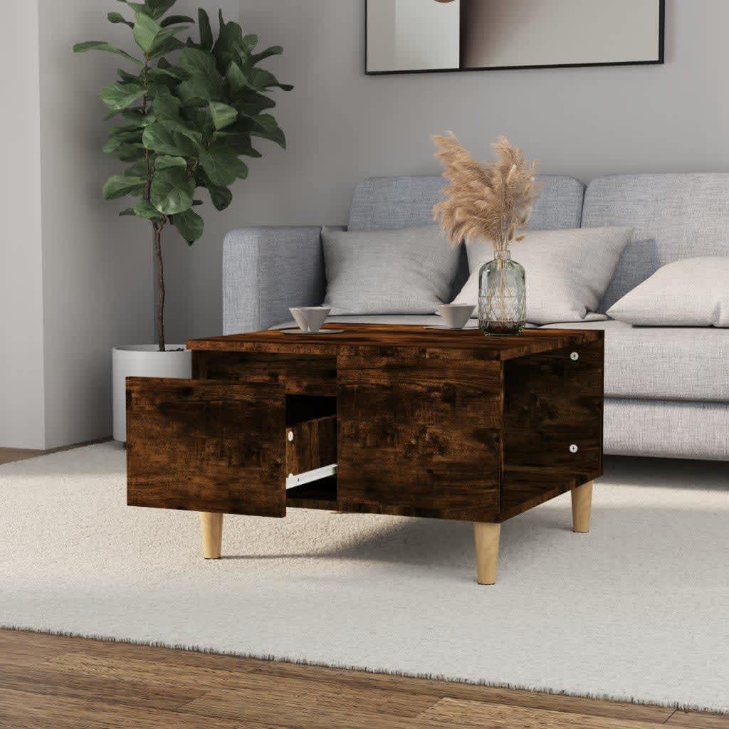 vidaXL Coffee Table Smoked Oak 55x55x36.5 cm Engineered Wood